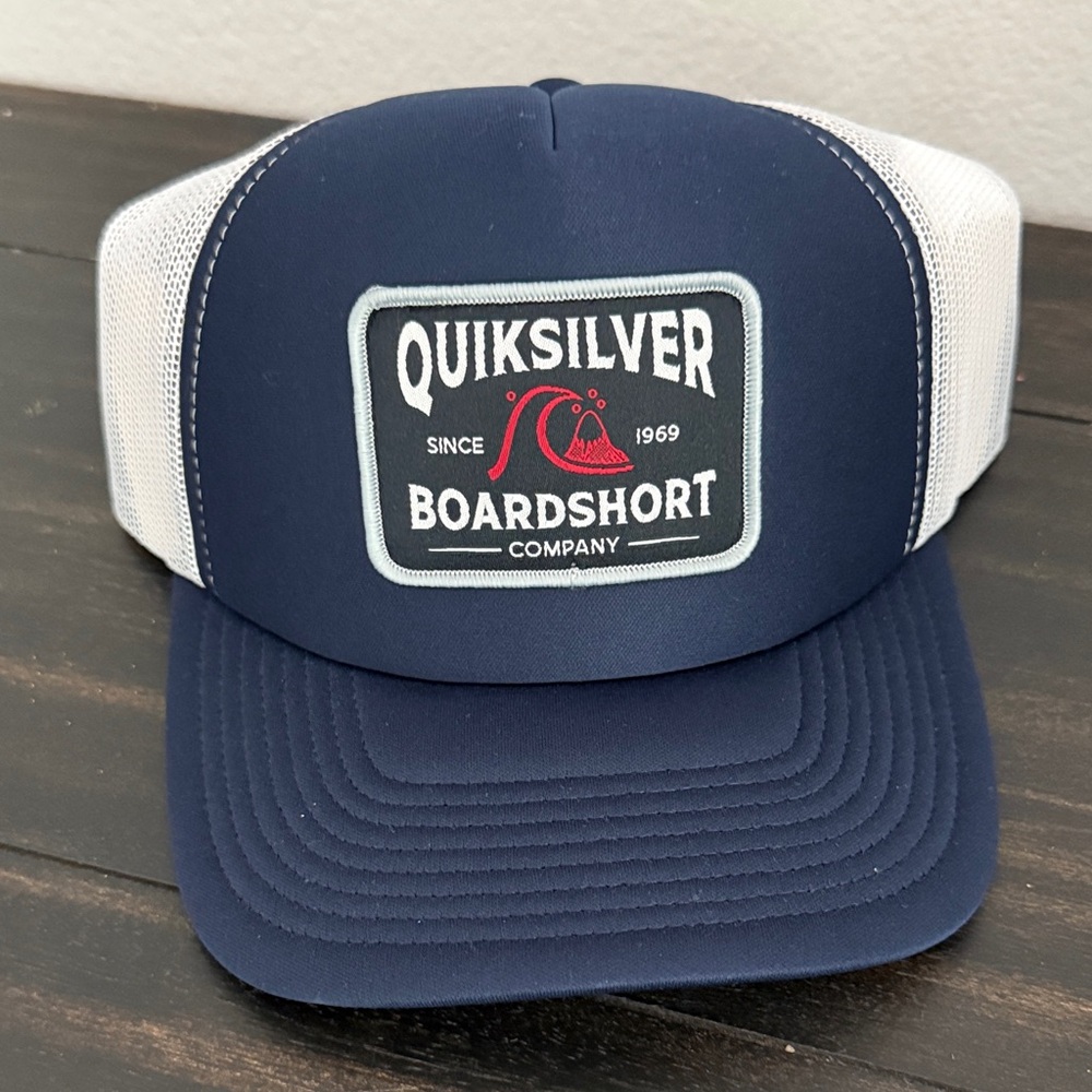 Quiksilver Navy and White Trucker Cap